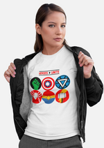 Heroes unite graphic printed round neck tshirt