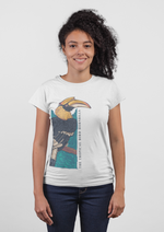 The tropical bird graphic printed round neck tshirt