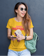 Women's Black Super Heroine graphic printed tshirt