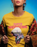 Women's Black Super Heroine graphic printed tshirt