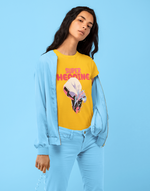 Women's Black Super Heroine graphic printed tshirt