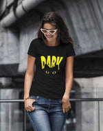 Women's black dark cat graphic printed tshirt
