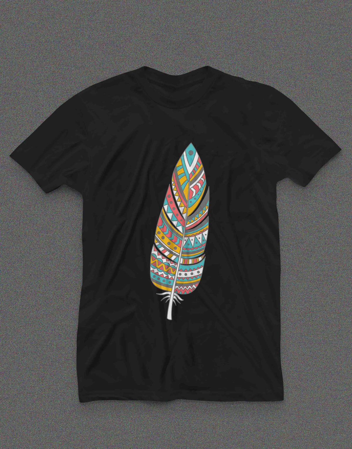 Women's black feather graphic printed tshirt