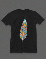 Women's black feather graphic printed tshirt