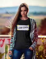 Women's black i am cool graphic printed tshirt