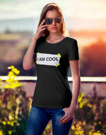 Women's black i am cool graphic printed tshirt