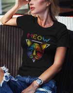 Women's black meow graphic printed tshirt