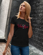 Women's black wine lover graphic printed tshirt