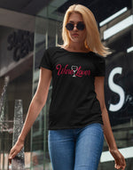 Women's black wine lover graphic printed tshirt