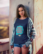 Women's navy blue dreams happen graphic printed tshirt