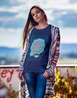 Women's navy blue dreams happen graphic printed tshirt