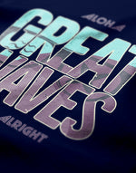 Women's navy blue great waves graphic printed tshirt