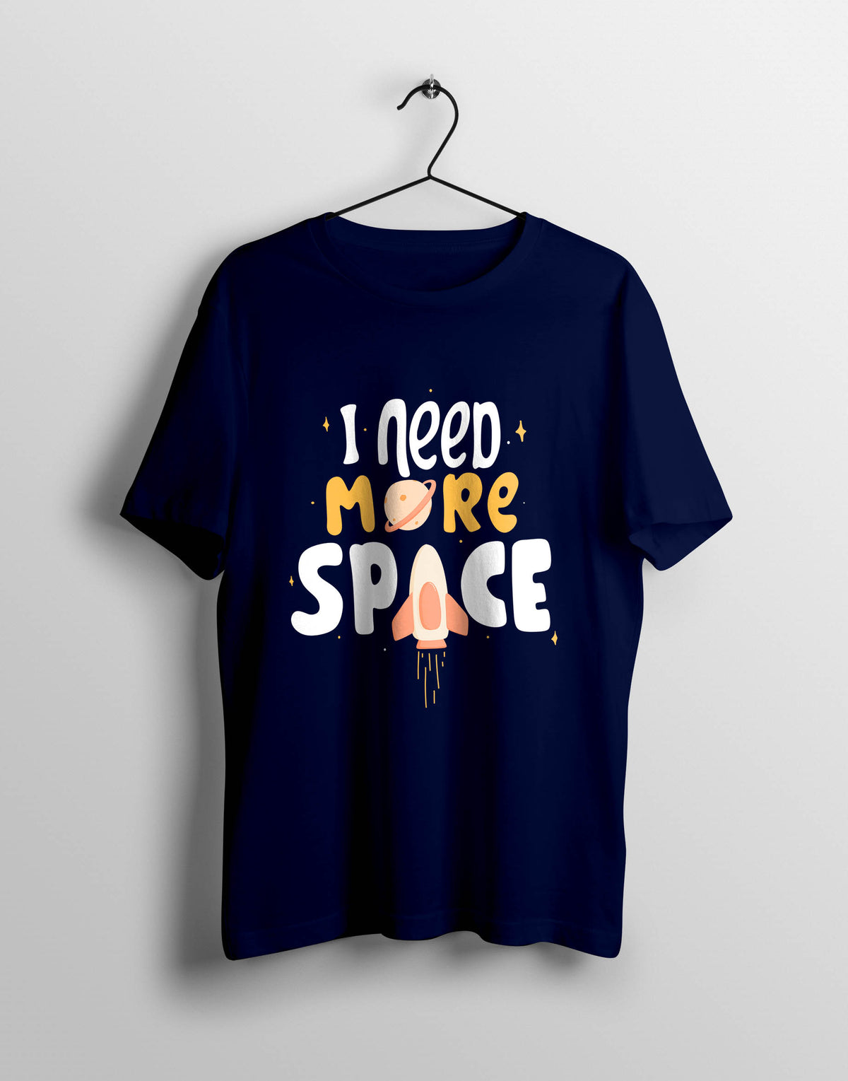 Women's navy blue need more space graphic printed tshirt