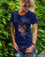 Women's navy blue taste of freedom graphic printed tshirt