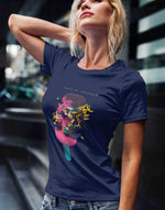 Women's navy blue taste of freedom graphic printed tshirt
