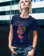 Women's navy blue taste of freedom graphic printed tshirt