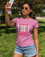 Women's pink be youself graphic printed tshirt