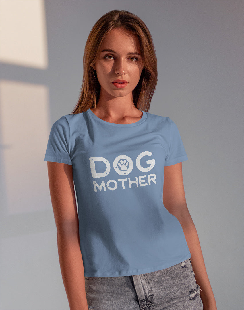 Women's sky blue dog mother graphic printed tshirt
