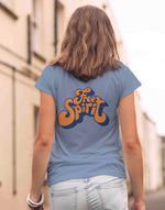 Women's sky blue free spirit graphic printed tshirt