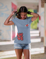 Women's sky blue love graphic printed tshirt