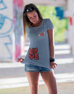 Women's sky blue love graphic printed tshirt
