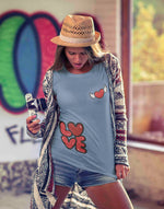Women's sky blue love graphic printed tshirt
