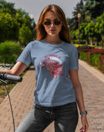 Women's sky blue super brain graphic printed tshirt