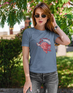Women's sky blue super brain graphic printed tshirt