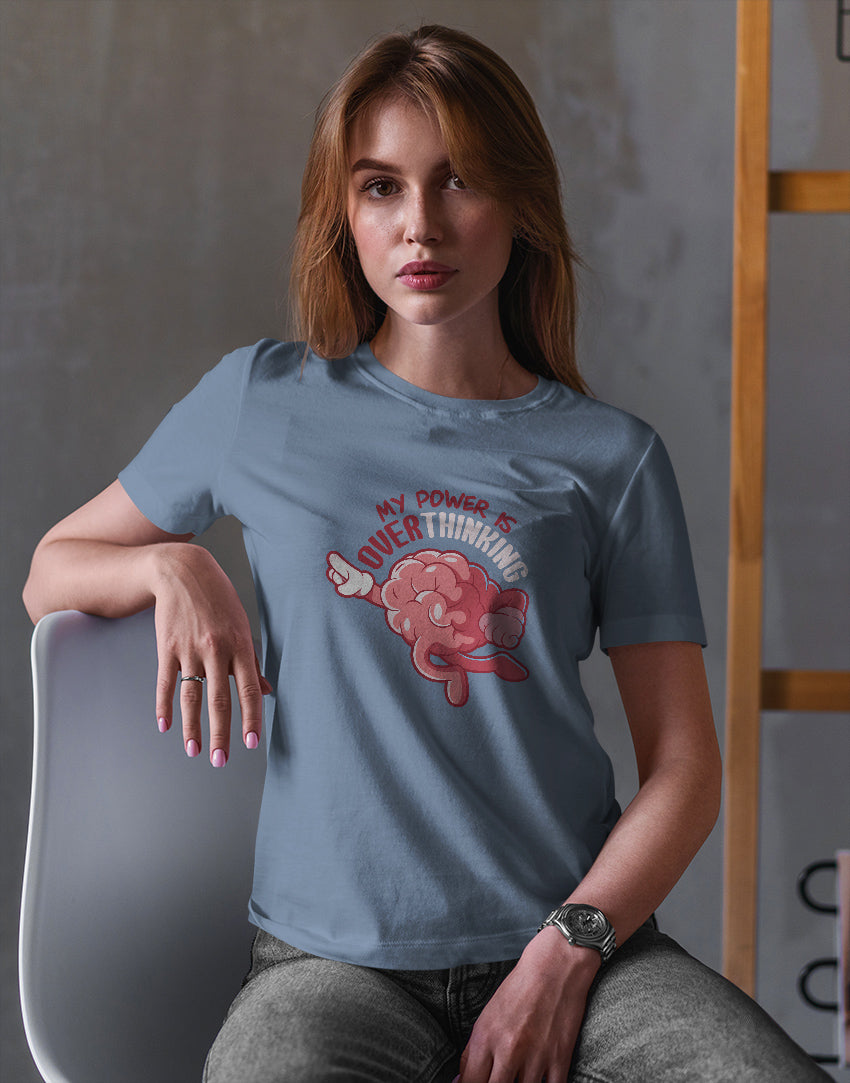 Women's sky blue super brain graphic printed tshirt