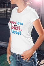 Women's white puppy love graphic printed tshirt