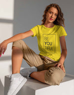 Women's yellow beyoutiful graphic printed tshirt