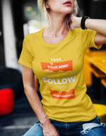 Women's yellow free your mind graphic printed tshirt